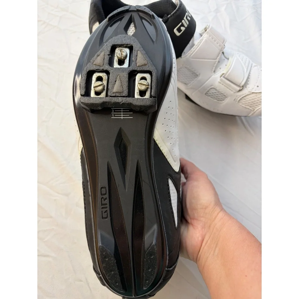 Giro Mens Road Cycling Shoes White Black Ratchet Strap Cleats Size 45 - Picture 6 of 8